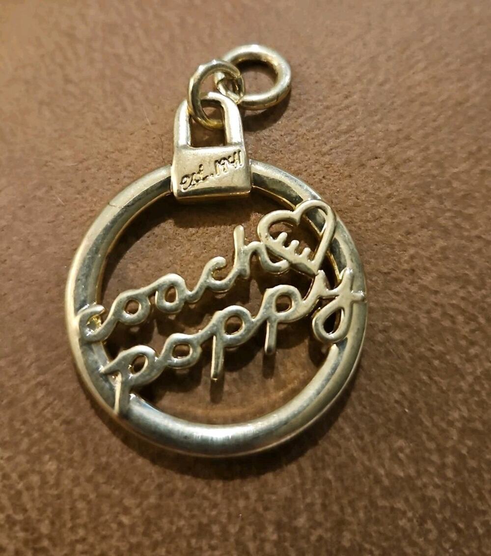 Coach Poppy Gold Tone Round Logo Bag Charm Hang Tag ONLY Replacement Authentic